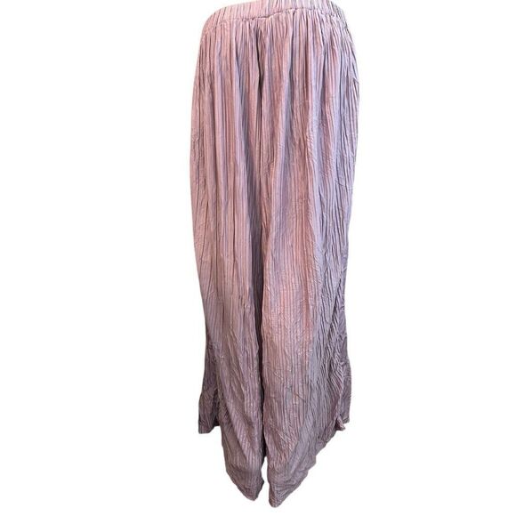 Ladies Size 8 Pleated Texture Mauve Plisses Flowy Wide Leg Pull On Pants Atlein - Picture 2 of 6